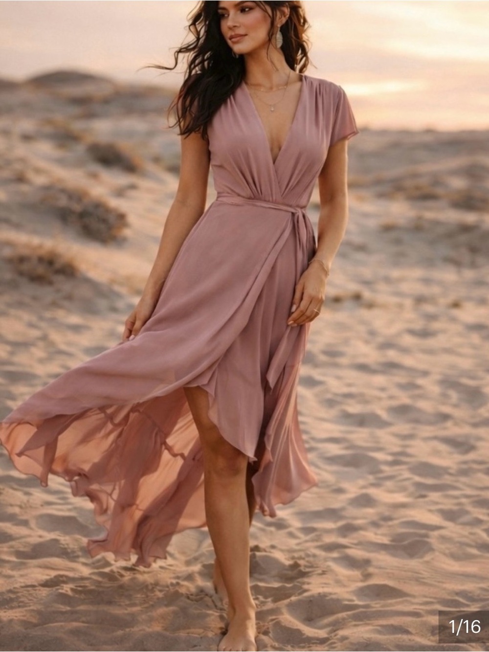 Reformation Blush Pink Wrap Midi M Viscose Boho Wedding Guest Romantic Feminine